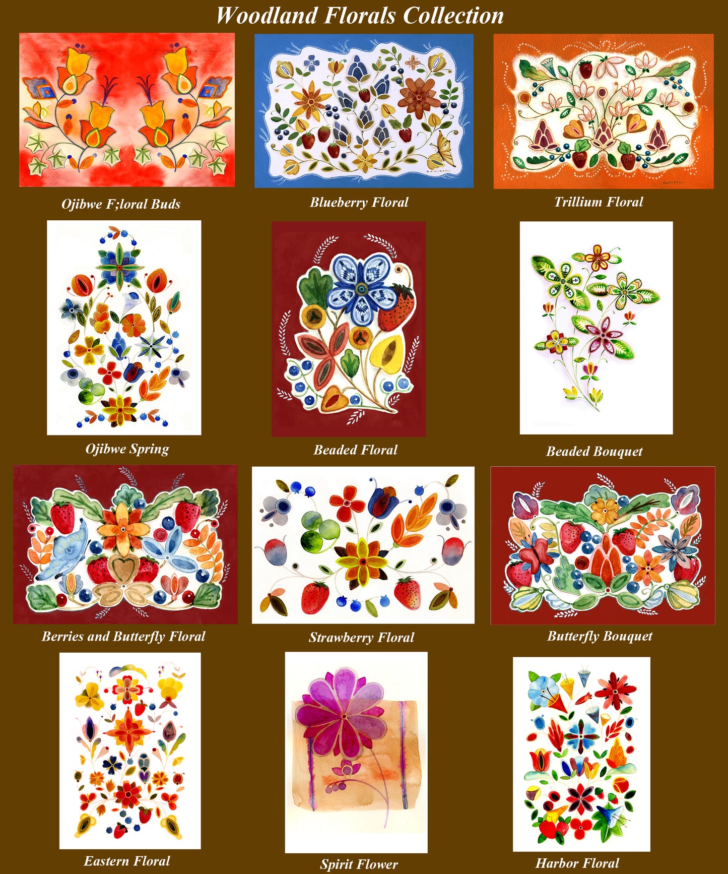 Woodland Floral Collection - 12 blank cards with envelopes